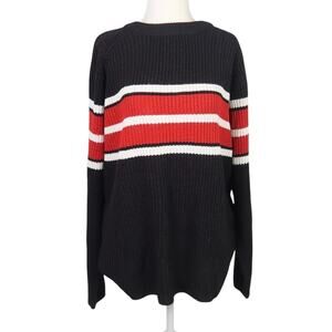 Vintage 90s Unionbay black and red striped crewneck sweater Mens L